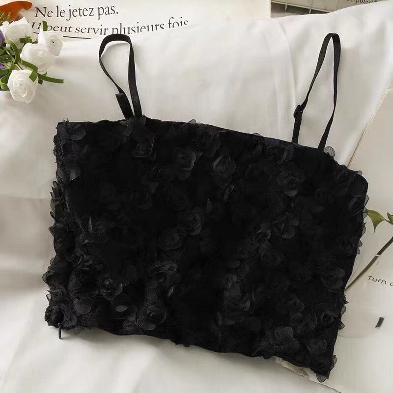 Áo Bra Ren Hoa Hồng Thêu Nổi Công Chúa- Áo Lót Cúp Ngang Họa Tiết Thêu Hoa 2 Dây Có Thun Bo Lưng Co Dãn