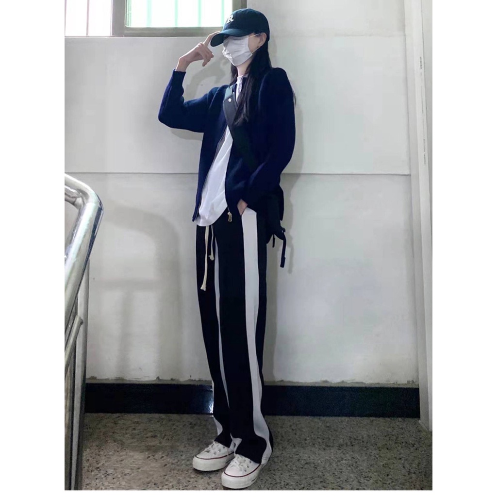 Quần dài nam nữ ống rộng chất Umi cao cấp - Quần thể thao unisex phong cách Ulzzang phối sọc.