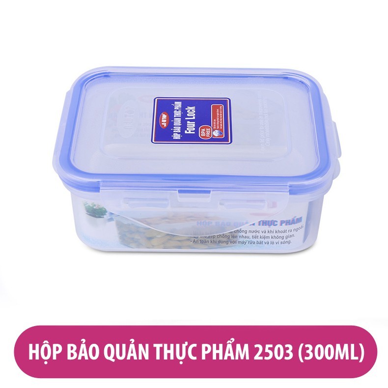 Bộ 4 Hộp Đựng Bảo Quản Thực Phẩm Four Lock Song Long 250X