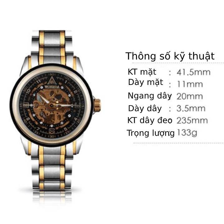 Đồng hồ cơ nam [FREESHIP] lộ máy Automatic cao cấp WOERDA Tặng KÍNH XUYÊN ĐÊM | BigBuy360 - bigbuy360.vn