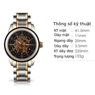 Đồng hồ cơ nam lộ máy Automatic cao cấp WOERDA
