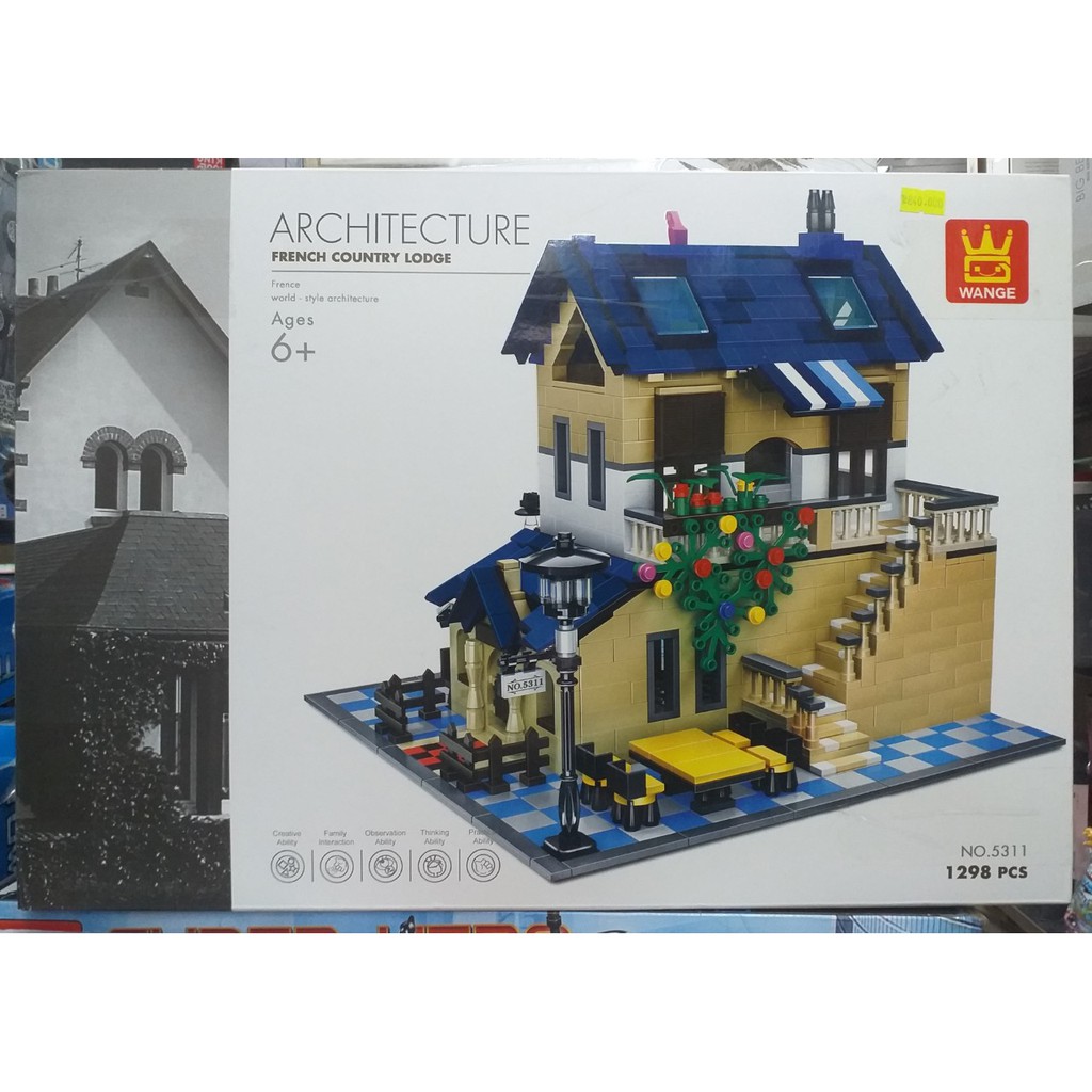 Lego xếp hình xây dựng ngôi nhà biệt thự theo kiểu kiến trúc Pháp 5311(architecture french)1298 khối