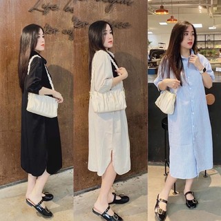 Váy bầu sơ mi Đầm bầu công sở cho con ti 45-70kg