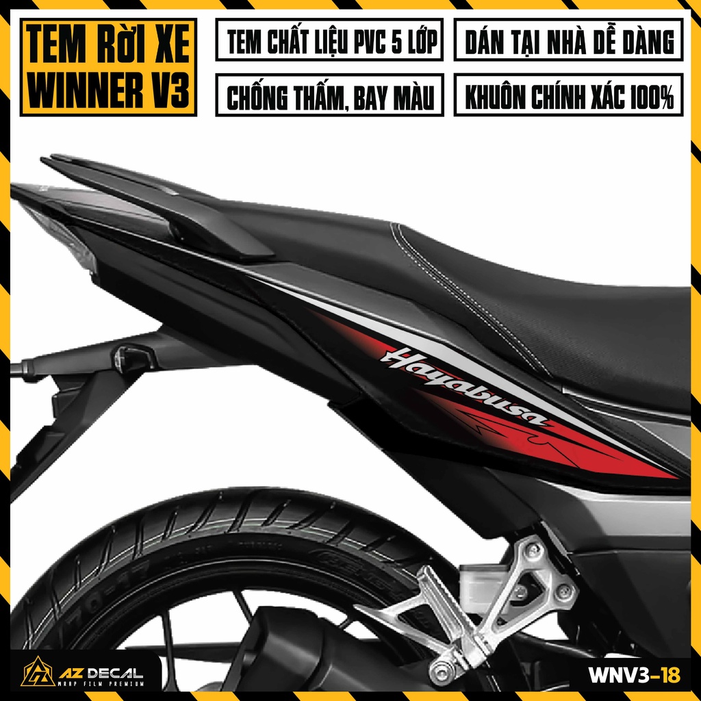 Tem Rời Xe Winner V3 Hayabusa | WNV3-18 | Decal Dán Winner X 2022 Cao Cấp, Cắt Khuôn Sẵn Dễ Dán, Chống Nước, Bền Màu