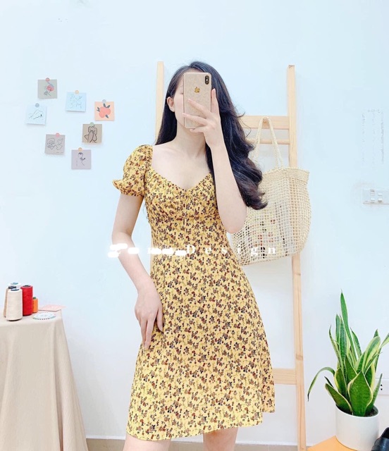 BÁN SỈ VÁY HOA DÚM NGỰC TAY BỒNG DK62 | BigBuy360 - bigbuy360.vn