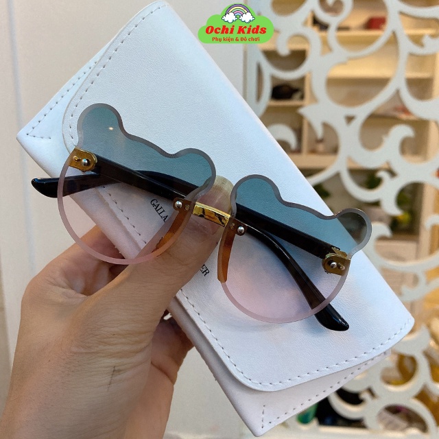 Kính trẻ em chống nắng, kính mát bé gái hình tai gấu thời trang đáng yêu Ochi Kids