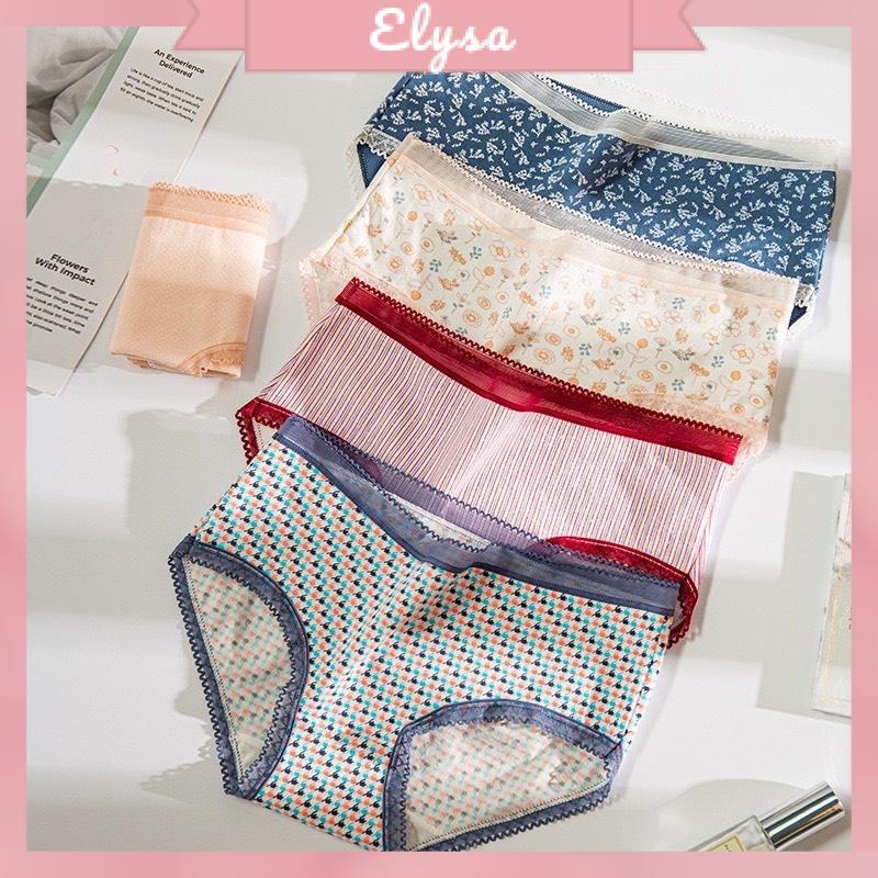Quần lót Nữ Cotton Cao Cấp Mềm Mịn Viền Ren Phối Họa Tiết Thổ Cẩm 0742