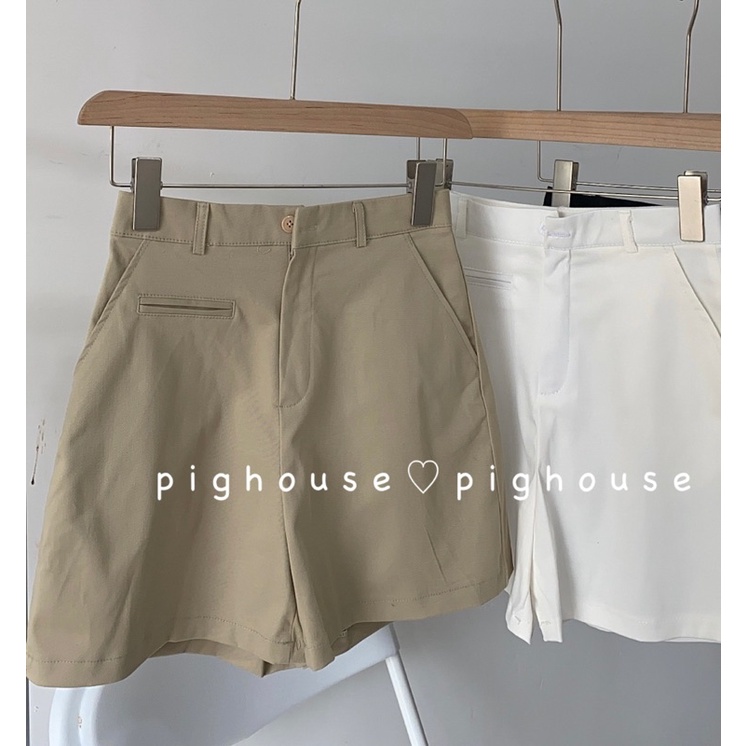Quần đùi short nữ lưng cao túi mổ chất kaki cao cấp lên form xinh