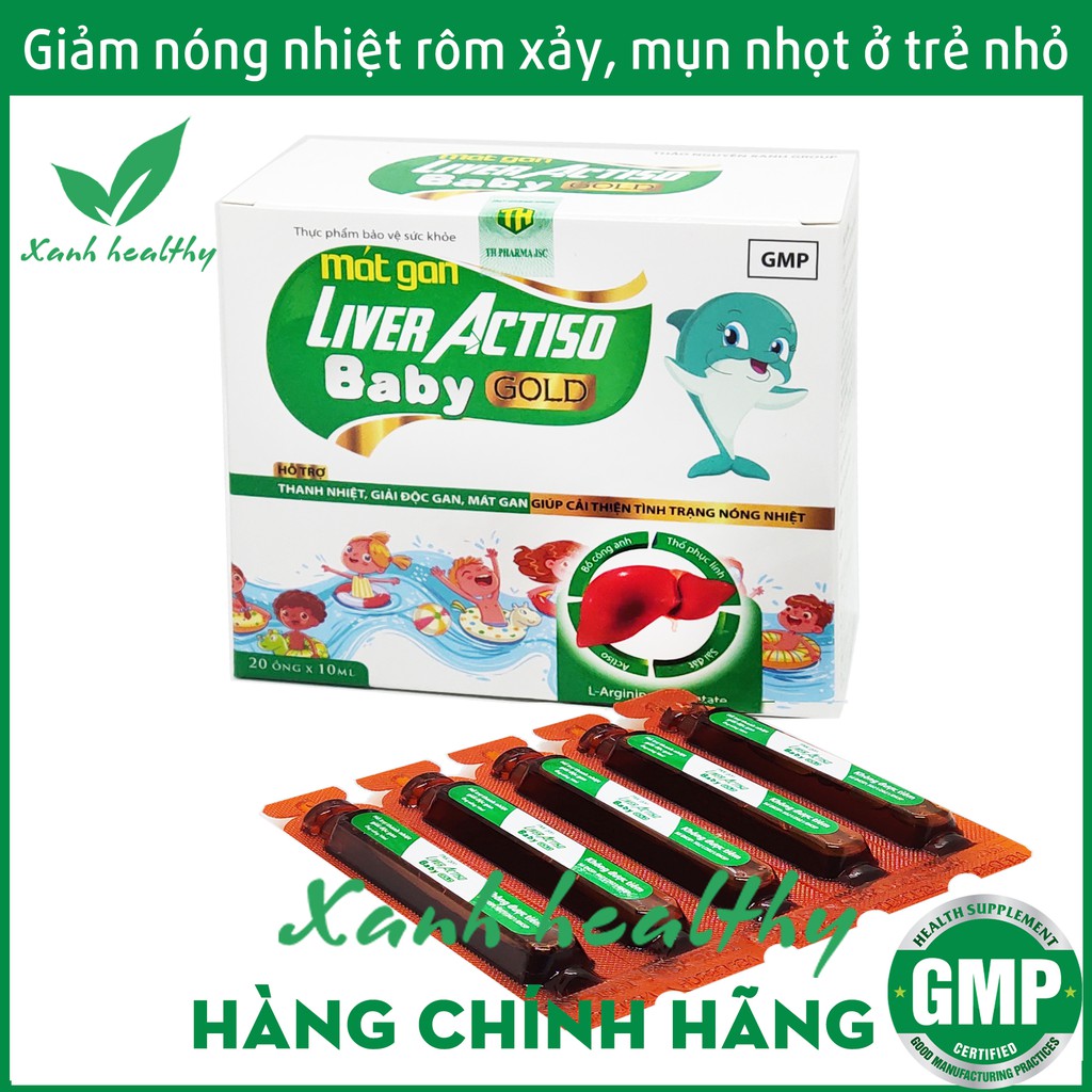 Siro Mát gan Liver Actiso Baby gold thành phần thảo dược giúp giảm mụn nhọt, mẩn ngứa, rôm sảy hiệu quả cho bé từ 1 tuổi