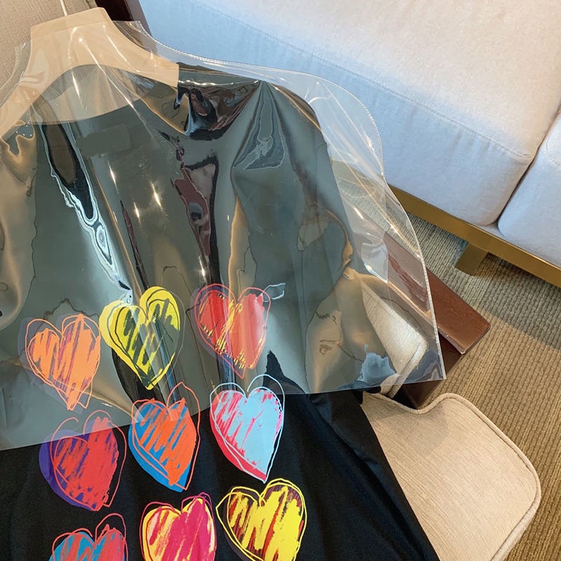 Áo Thun Tay Ngắn Màu Đen Dáng Rộng Thời Trang Mùa Hè Theo Phong Cách Hồng Kông Dành Cho Nữ