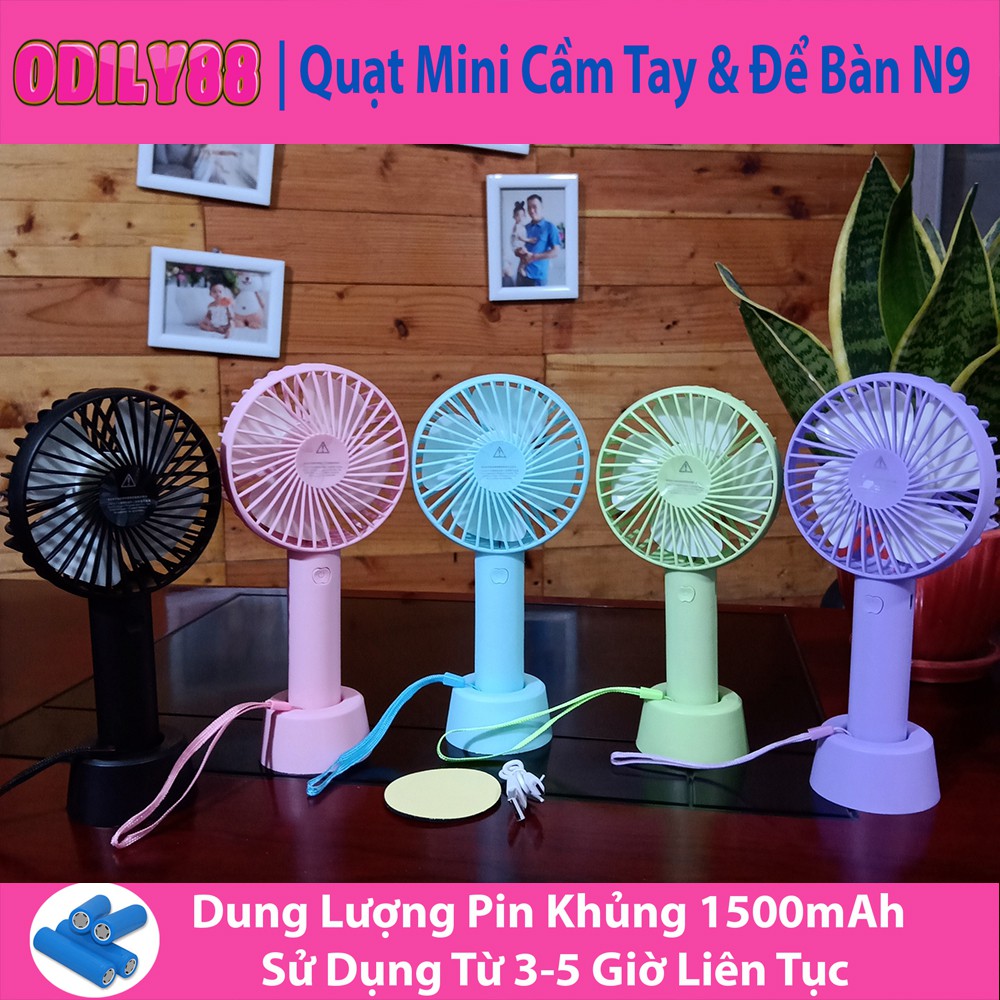 Quạt cầm tay - Quạt mini tích điện có chân để bàn tiện ích 3 mức độ gió siêu mát - dung lượng pin khủng 1500mAh #8