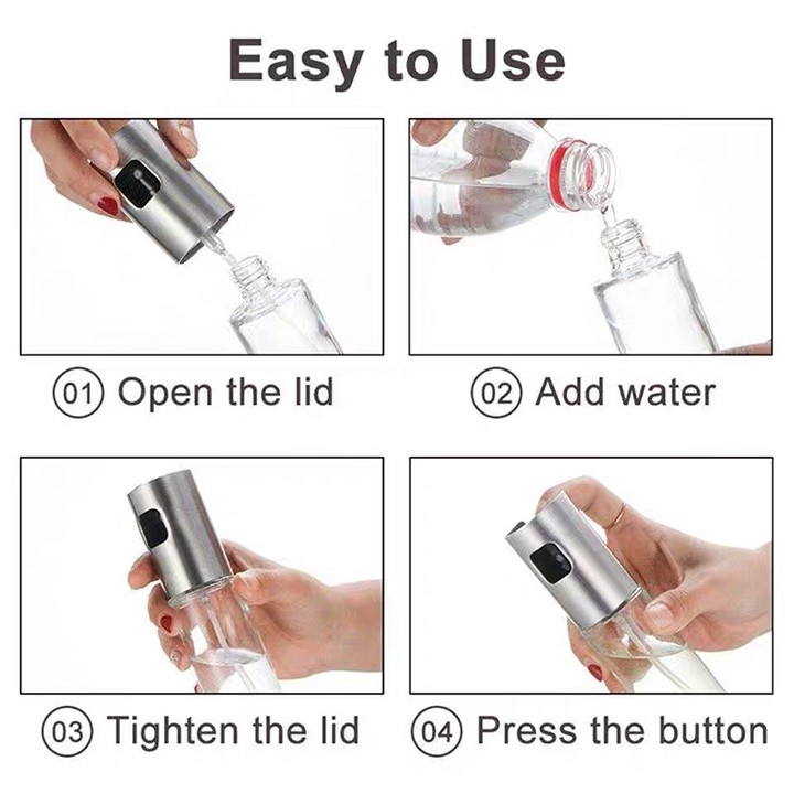 Bình xịt dầu ăn phun sương cho nồi chiên không dầu, đồ nướng, chai thủy tinh cao cấp 100ml