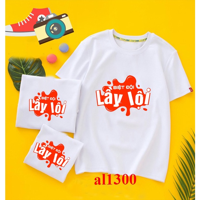 áo nhóm lớp đi hội in chữ lầy lội cotton dễ chịu thoải mái