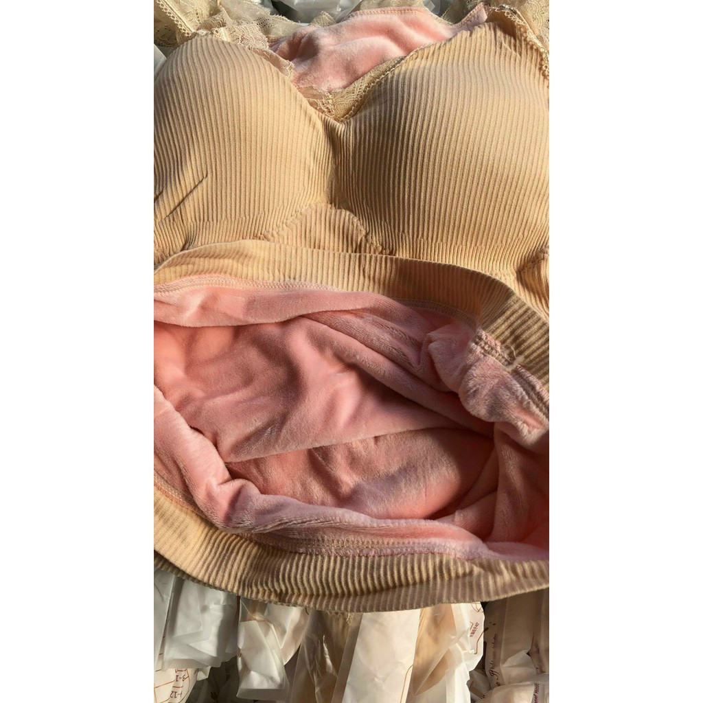 [Mã FASHIONT4WA2 giảm 10K đơn 50K] Áo bra cotton quai pha ren lót lông siêu ấm- free size từ 40 - 60kg | BigBuy360 - bigbuy360.vn