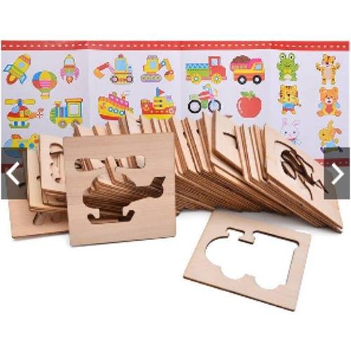 Bộ khuôn vẽ tranh và tô màu bằng gỗ cho bé