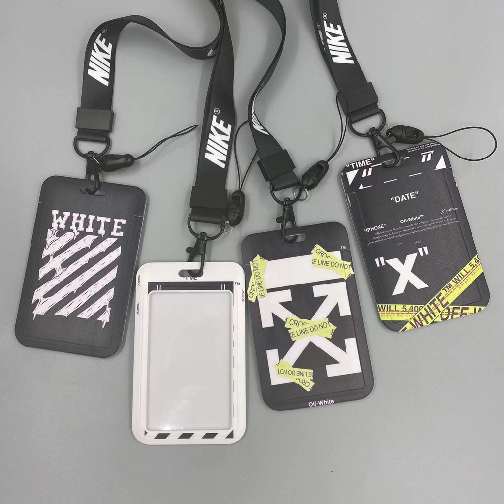 OFF WHITE Giá Đỡ Thẻ ID/Thẻ ID Màu Trắng Phong Cách Đường Phố Thời Trang Cho Học Sinh