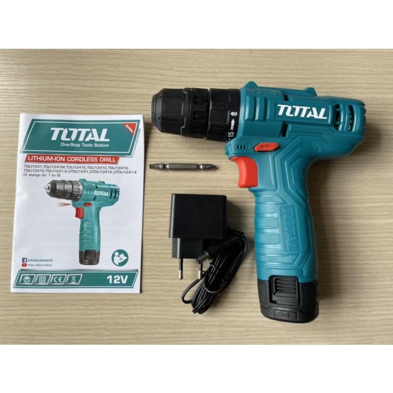 Máy khoan dùng pin 12V Total TDLI12415 + kèm 1 pin 1.5Ah + 1 mũi vặn vít