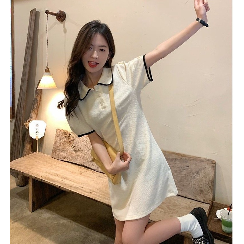 Đầm Tay Ngắn Cổ Polo Thiết Kế Mới Thời Trang Mùa Hè Dành Cho Nữ