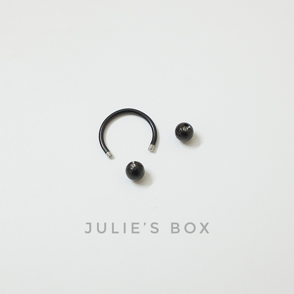 [ 1 Chiếc] Khuyên Tai Bông Tai Chữ U 2 Đầu Bi Tròn Nhiều Size Màu Đen Thép Y Tế Titan Thép Không Gỉ Cá Tính Phong Cách