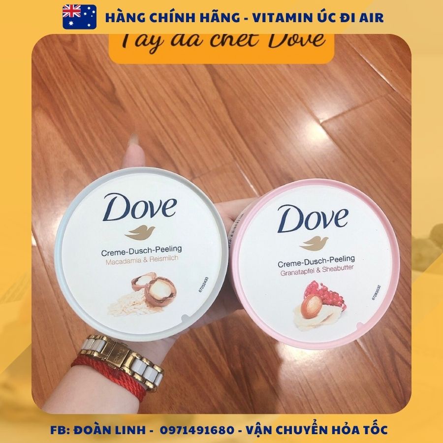 Tẩy da chết Dove Exfoliating Body Polish 225ml, Hàng chuẩn đi air, Bản Đức