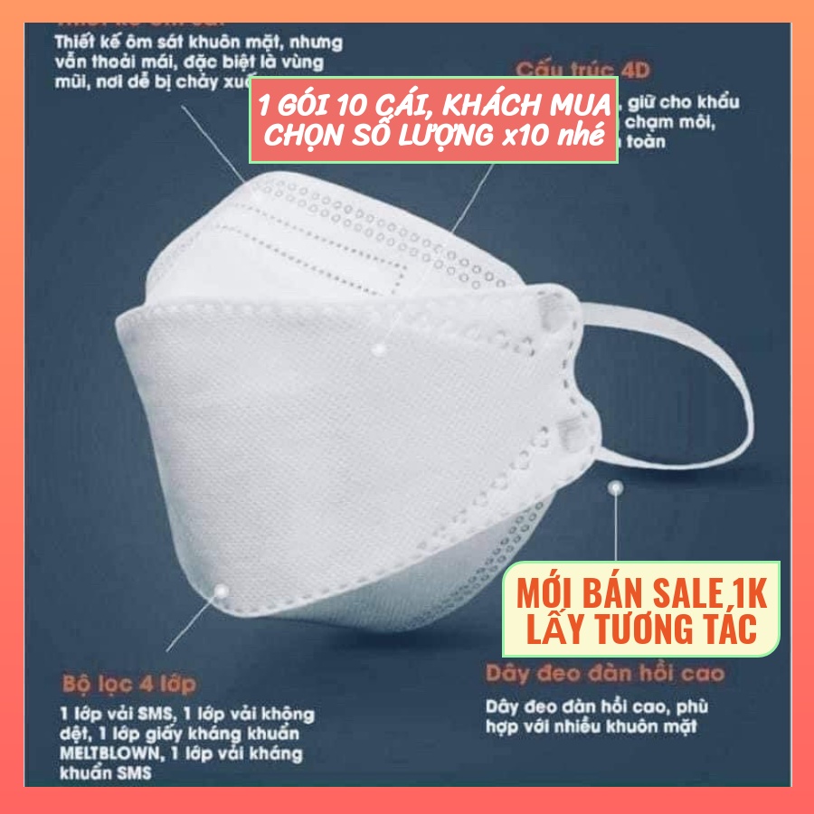 Khẩu trang 3D KF94 Hàn Quốc chống bụi mịn và kháng khuẩn, bảo vệ sức khỏe