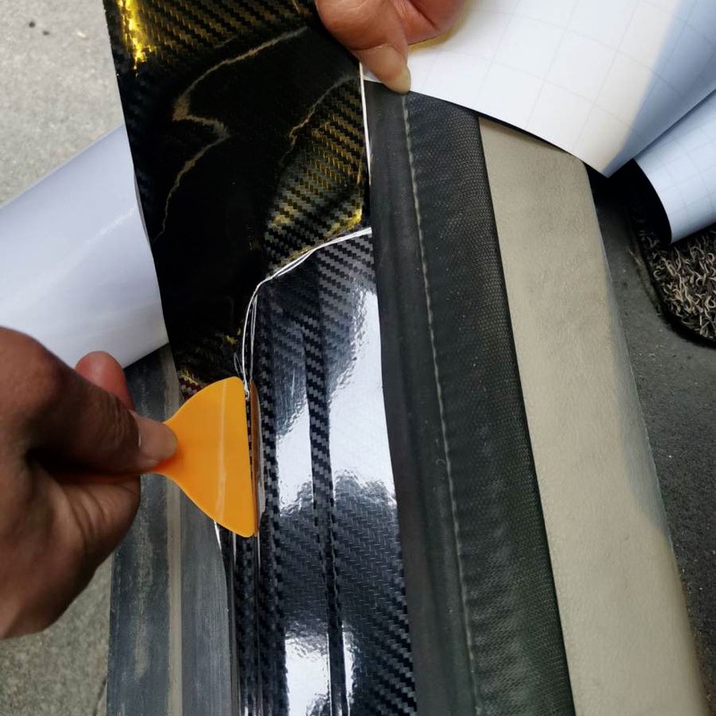 Cuộn miếng dán trang trí xe hơi bằng vinyl họa tiết sợi carbon DIY