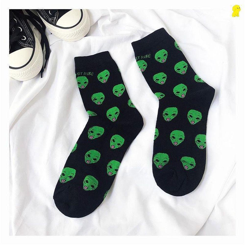 1 Đôi Tất Cotton Thoáng Khí Họa Tiết Hoạt Hình Thời Trang Thu Đông