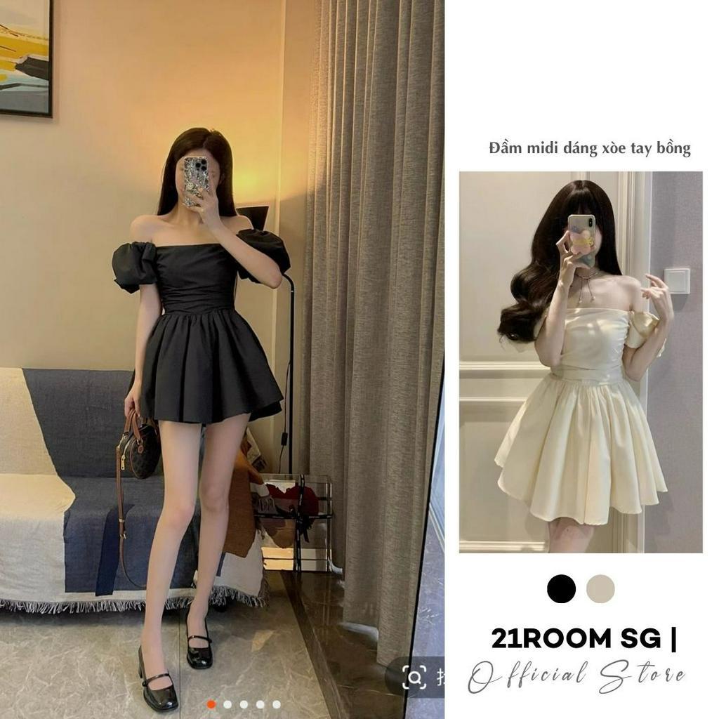 D39 Set Áo Baybydoll 21ROOM Cúp Ngực Tay Phồng Có Mút Dáng Xòe Cực Xinh Phong Cách Bánh Bèo Nữ