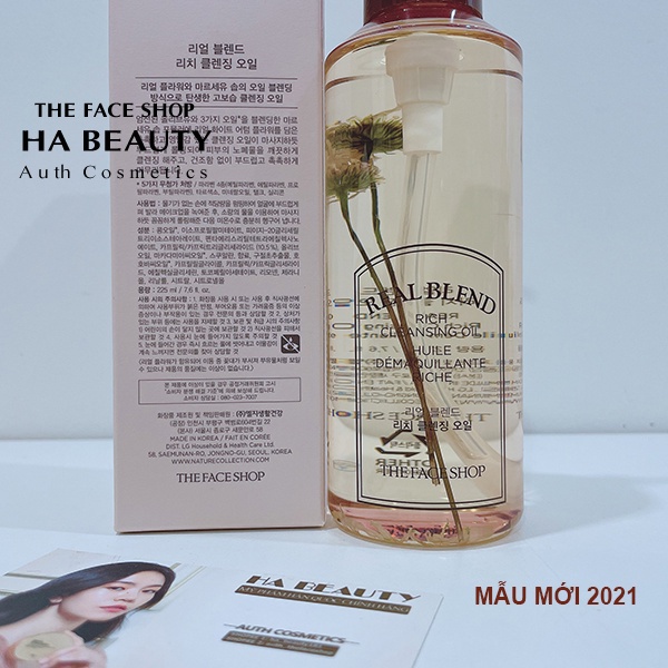 Dầu tẩy trang cung cấp ẩm dưỡng ẩm sạch sâu dịu nhẹ cho da nhạy cảm The Face Shop Real Blend Rich Cleansing Oil 225ml