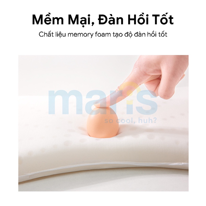 Gối Cao Su Non Cho Bé MARIS Mr - 704 Vỏ Gối Cotton Mát Mẻ Size 50 x 28 x 4.5Cm, Gối Ngủ Cho Bé