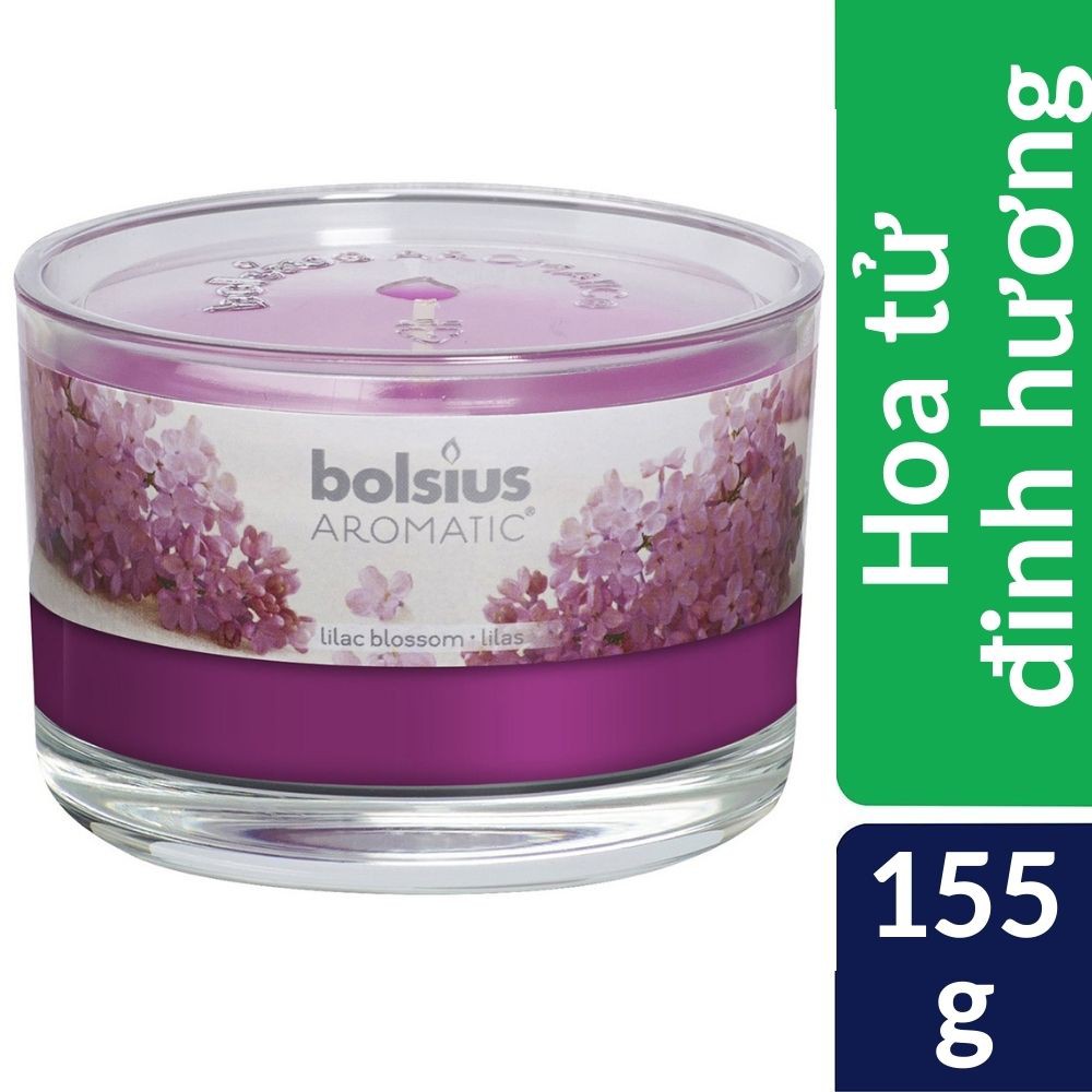 Ly nến thơm tinh dầu Bolsius Lilac Blossom 155g - hoa tử đinh hương. Nến thơm phòng, trang trí, thư giãn, hàng nhập khẩu