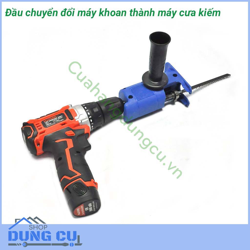 Bộ đầu chuyển đổi máy khoan thành máy cưa kiếm - cưa lọng cầm tay