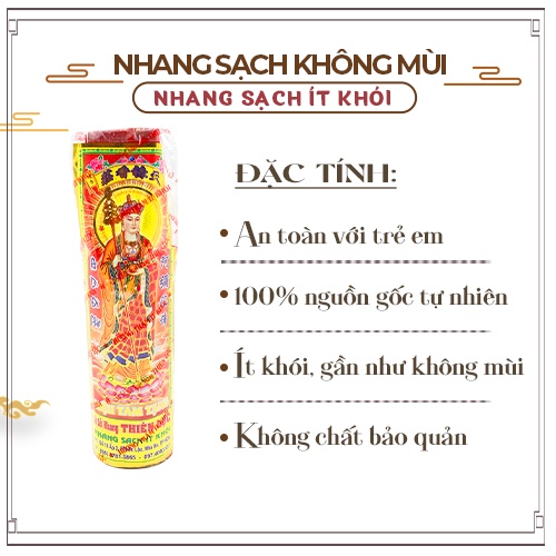 Nhang Sạch Đặc Biệt Không Mùi Không Cay Mắt Thiên Lộc An Toàn Cho Trẻ Em - 5 Tấc Bó Trung 450 Nén