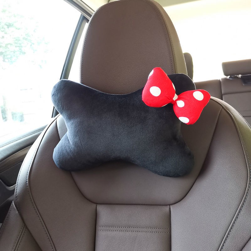 Ready Stock Bowknot Car Headrest Neck Pillow Cute Cartoon Car Pillow Pillow Creative Fashion Car Pillow Waist Pillow Female ZAnF
