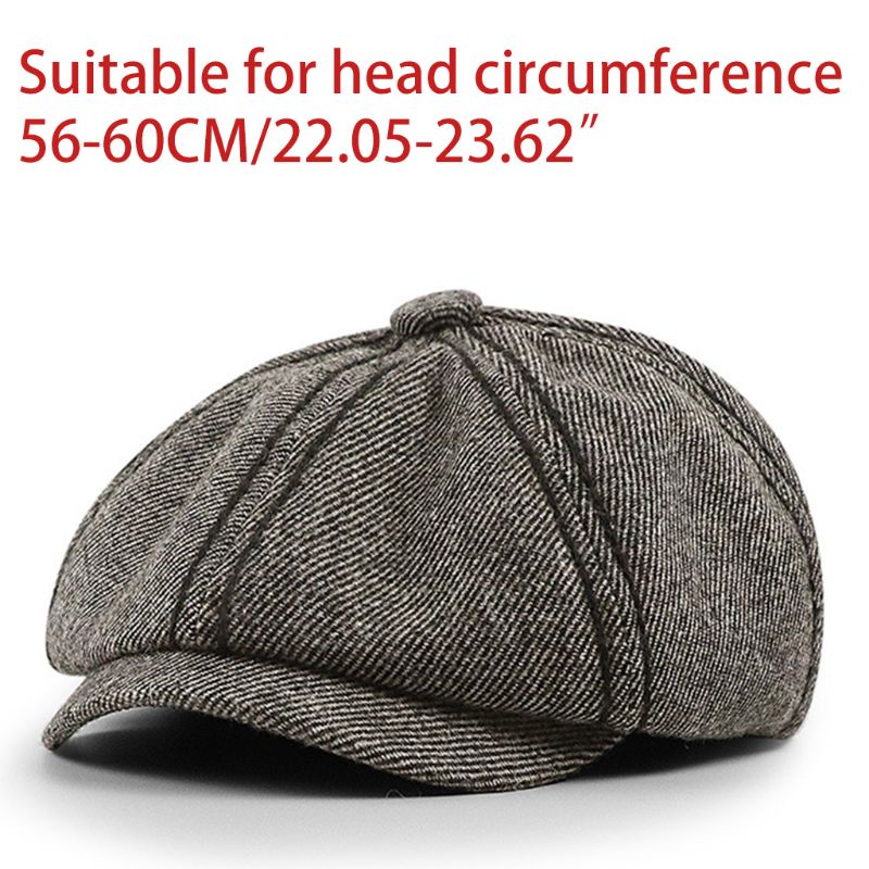 Mũ Beret Vải Len 8 Tấm Họa Tiết Kẻ Sọc Phong Cách Vintage Dành Cho Nam Nữ
