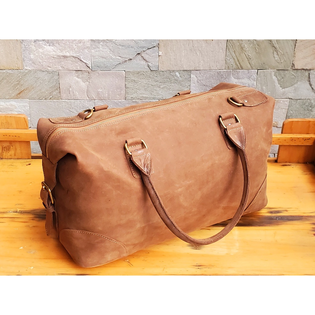 Túi xách du lịch, túi tập gym da bò sáp cá tính, bụi bặm