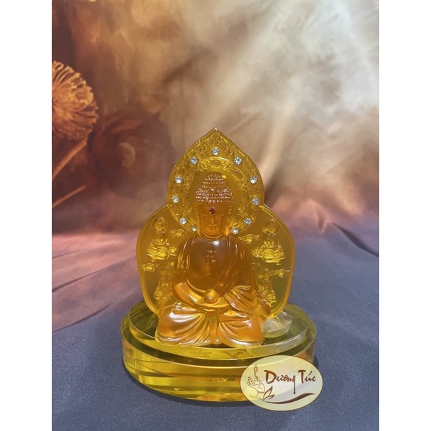 Tượng Phật Di Đà - Quan Âm - Chuẩn Đề ( tượng lưu ly ) hai mặt để xe hơi - ô tô