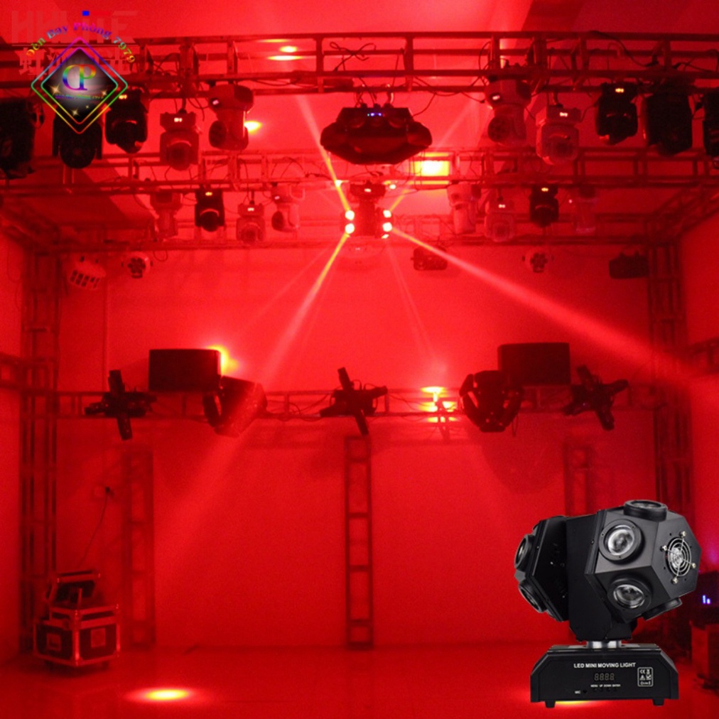 Đèn Moving 2 Đầu 12 Mắt Độc Lập Hiệu Ứng 3D Cảm Biến Nhạc Sử Dụng Cho Sân Khấu, Bar, Phòng Karaoke..