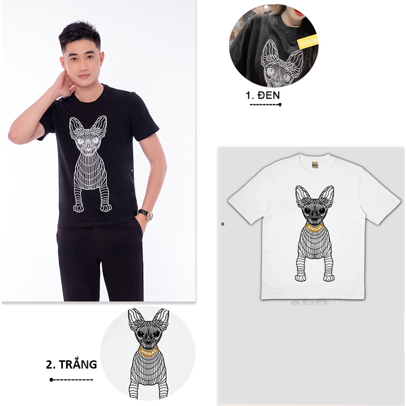 Áo thun nam nữ AZILA132 in Mèo ai cập chất liệu cotton 100% thoáng mát