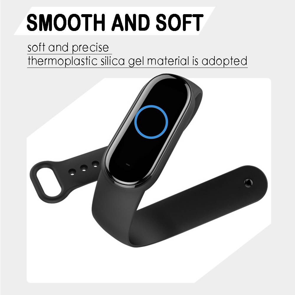 Dây Đeo Thay Thế Chất Liệu Silicon Màu Trơn Cho Xiaomi Mi Band 5 Hoặc 2 Miếng Film Mềm Tùy Chọn