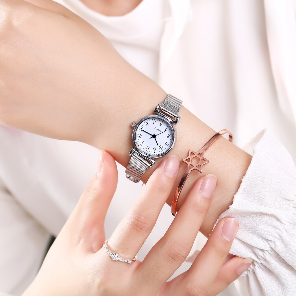 Đồng hồ đeo tay nữ dây thép không thép không gỉ mạ bạc thời trang tao nhã cho nữ | BigBuy360 - bigbuy360.vn