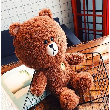 gấu brown lông xù có huy hiệu vàng G25B45 gấu bông cute gấu bông dễ thương 25cm
