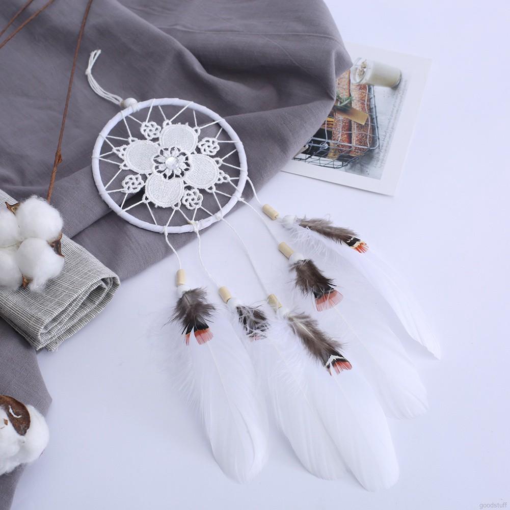 Dreamcatcher đính lông vũ tinh tế trang trí nhà cửa