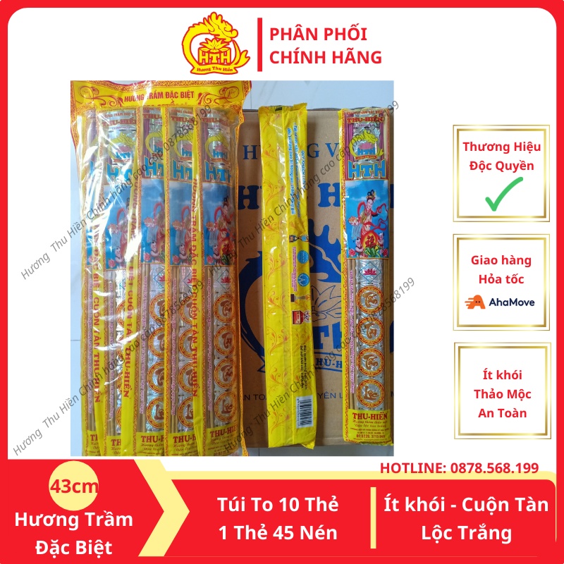 Nhang Trầm Đặc Biệt Cao To 43Cm Thu Hiền, Hương Trầm Đặc Biệt Đậu Tàn Ít Khói Cao Cấp 10 Thẻ