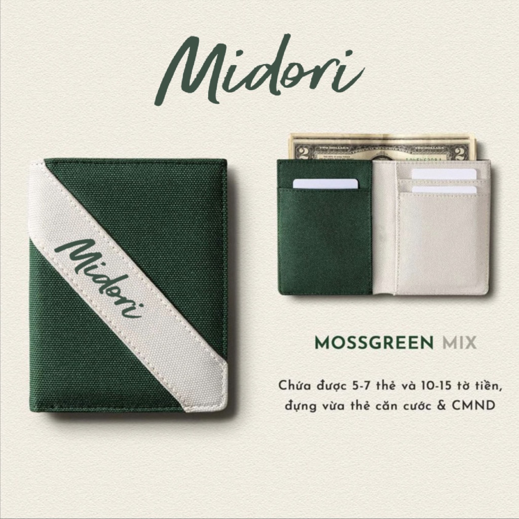 Ví Vải Đứng Nữ Phối Màu Polyester Kháng Nước Local Brand Chính Hãng Midori M Studio