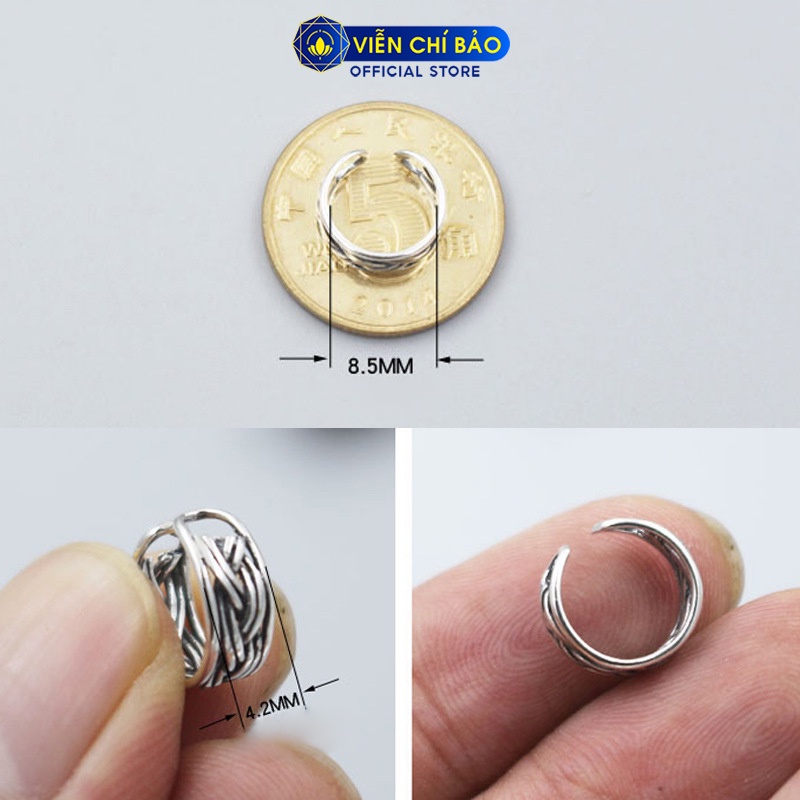 Bông tai bạc nữ kẹp vành đan kết ( 1 chiếc ) chất liệu bạc 925 thời trang phụ kiện trang sức nữ Viễn Chí Bảo B000011