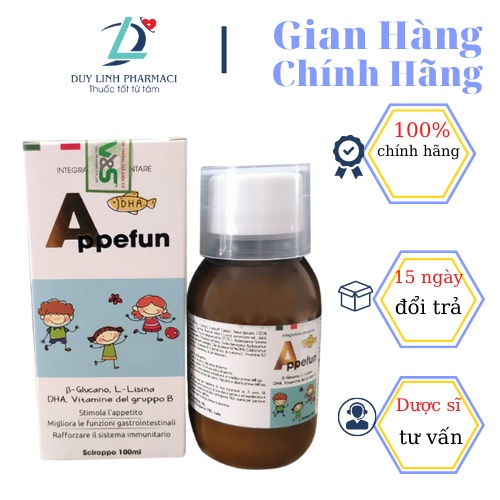 Vitamin Tổng Hợp Cho Bé Appefun - Hỗ Trợ Cải Thiện Chứng Biếng Ăn ,Trẻ Cần Tăng Sức Đề Kháng,Phục Hồi Sau Ốm - Lọ 100ml