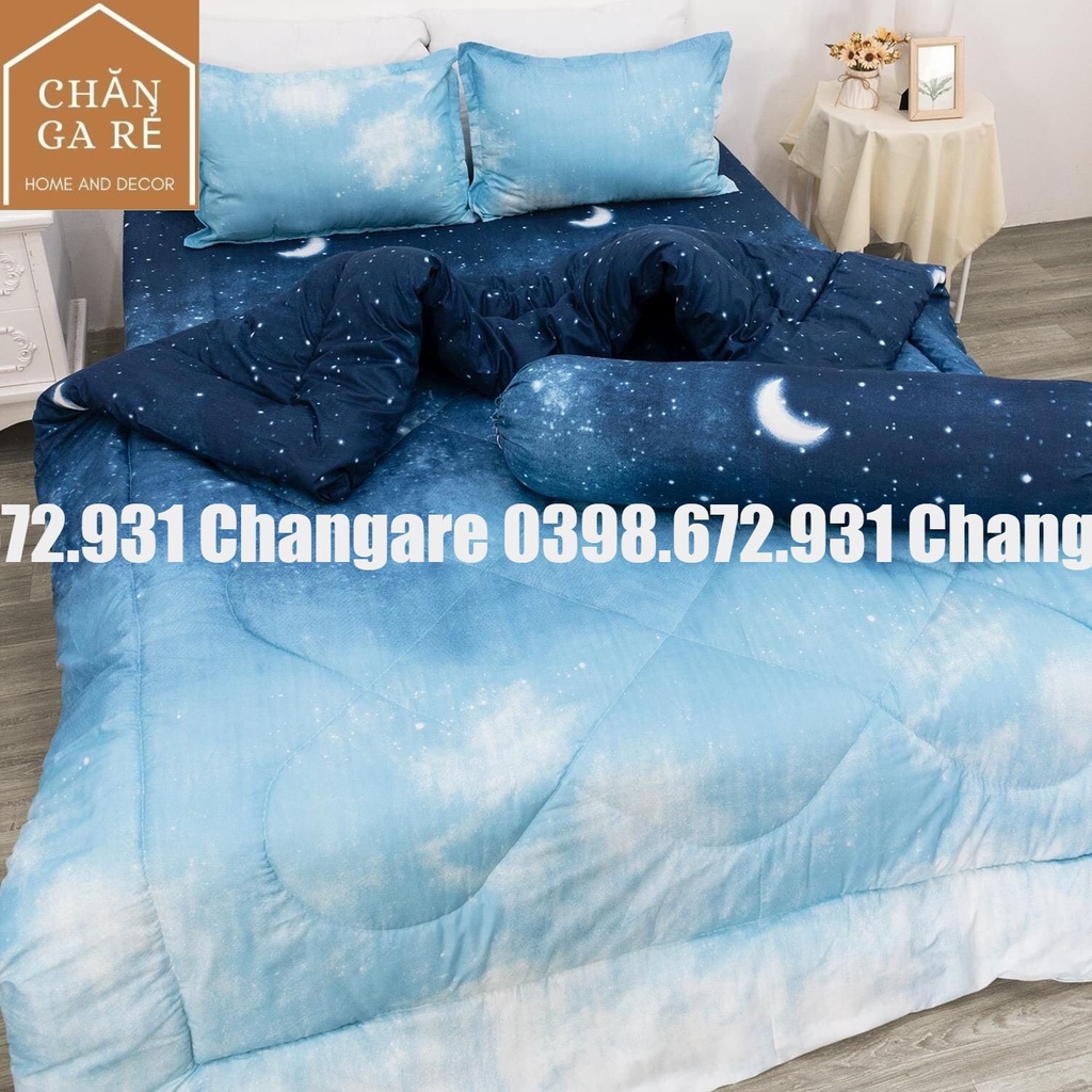 Bộ chăn ga gối cotton poly màn đêm siêu đẹp phong cách Hàn Quốc đủ kích thước m6 m8 2m2