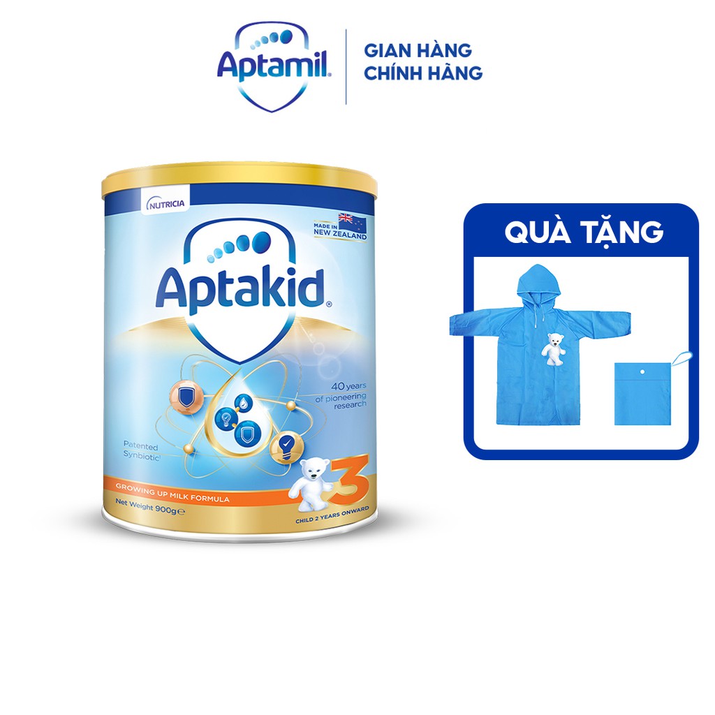 [Tặng Áo mưa cho bé] Sữa bột Aptakid New Zealand hộp thiếc (900g/lon) cho bé từ 24 tháng tuổi