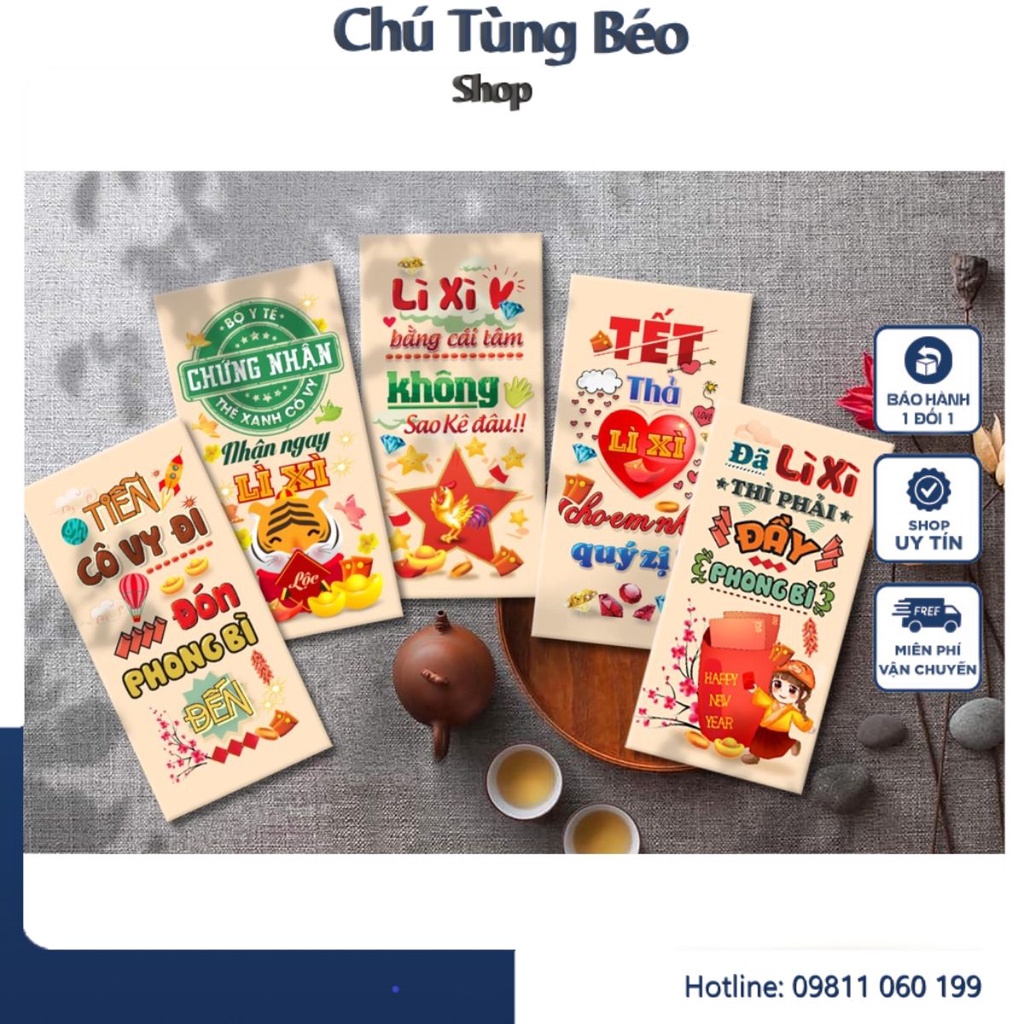 Combo 50 bao lì xì Tết Nhâm Dần 2022 phục vụ theo yêu cầu